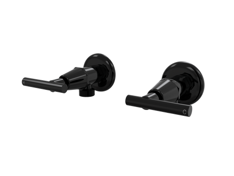 Tapware ParTaps Portsea Washing Machine Stops Wall Pair Colour: Midnight Black Style: Lever Ceramic Disc Place & Palette