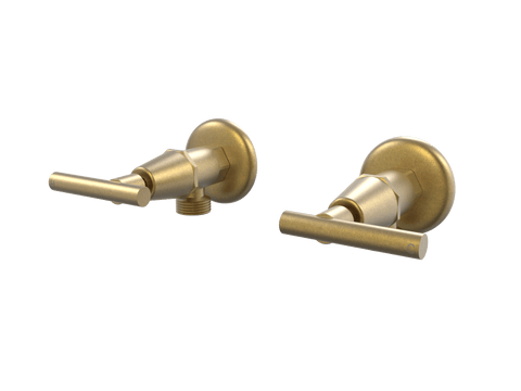 Tapware ParTaps Portsea Washing Machine Stops Wall Pair Colour: Rumbled Brass Style: Lever Ceramic Disc Place & Palette