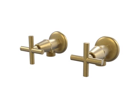 Tapware ParTaps Portsea Washing Machine Stops Wall Pair Colour: Rumbled Brass Style: Original Place & Palette