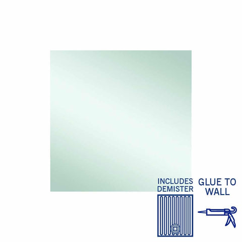 Mirrors Thermogroup Rectangle Jackson Polished Edge Mirror Size: 900x900x5mm Material: Glue-to-Wall and Demister Place & Palette