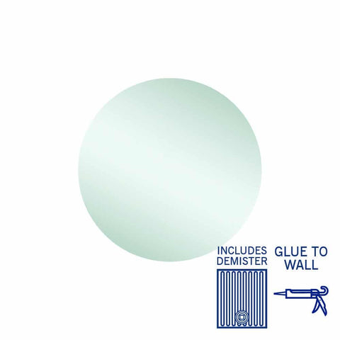 Mirrors Thermogroup Rio Polished Edge Round Mirror Size: 500x500x5mm Style: Glue-to-Wall and Demister Place & Palette
