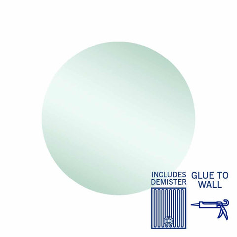 Mirrors Thermogroup Rio Polished Edge Round Mirror Size: 600x600x5mm Style: Glue-to-Wall and Demister Place & Palette