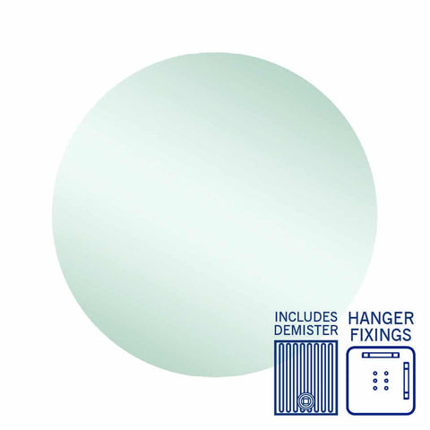 Mirrors Thermogroup Rio Polished Edge Round Mirror Size: 700x700x14mm Style: Hangers and Demister Place & Palette