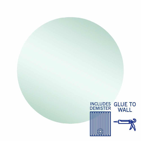Mirrors Thermogroup Rio Polished Edge Round Mirror Size: 700x700x5mm Style: Glue-to-Wall and Demister Place & Palette