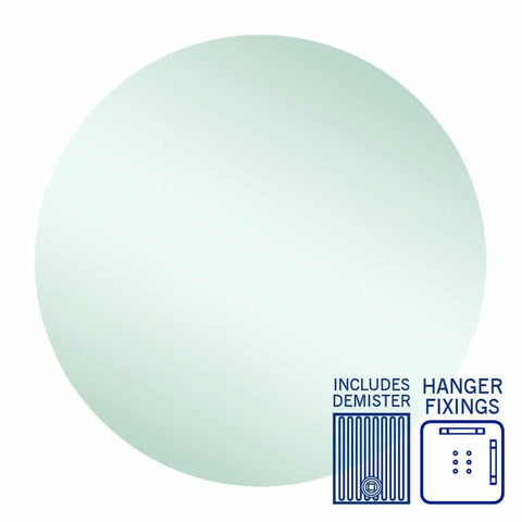 Mirrors Thermogroup Rio Polished Edge Round Mirror Size: 800x800x14mm Style: Hangers and Demister Place & Palette