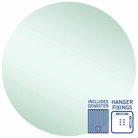 Mirrors Thermogroup Rio Polished Edge Round Mirror Size: 900x900x14mm Style: Hangers and Demister Place & Palette