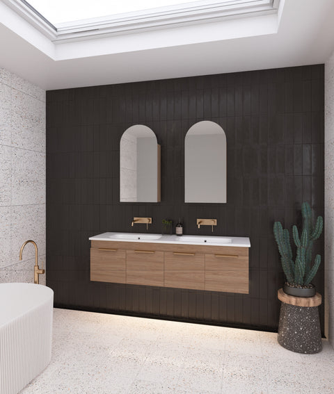 Vanities Timberline Rockford Wall Hung Vanity with Haven Matt Dolomite Top Size: L 750mm Place & Palette