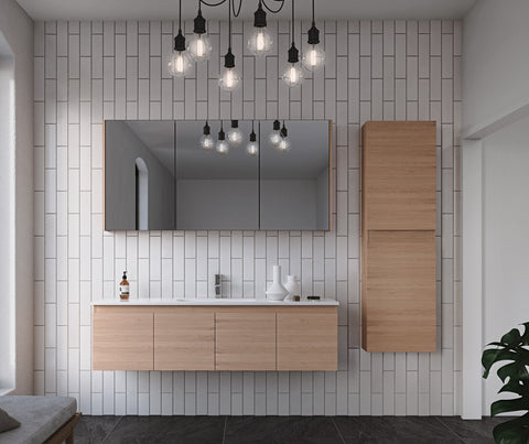 Vanities Timberline Rockford Wall Hung Vanity with Haven Matt Dolomite Top Size: L 750mm Place & Palette