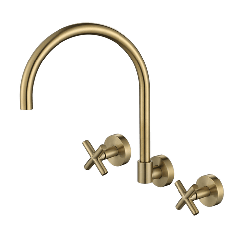 Tapware Modern National Ryker Wall Sink Set Colour: Pvd Brushed Bronze Place & Palette
