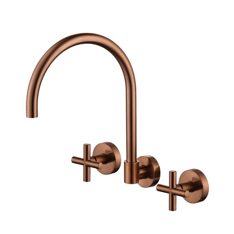 Tapware Modern National Ryker Wall Sink Set Colour: Pvd Champagne Place & Palette