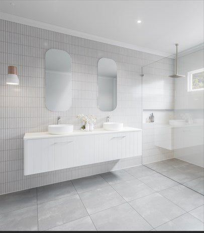 Vanities Timberline Saba Wall Hung Vanity with Silksurface Top & White Gloss Above Counter Basin Size: L 750mm Centre Bowl Place & Palette