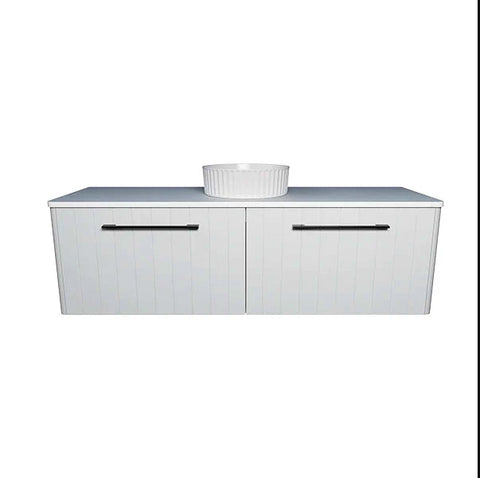 Vanities Timberline Saba Wall Hung Vanity with Silksurface Top & White Gloss Above Counter Basin Size: L 1500mm Centre Bowl Place & Palette