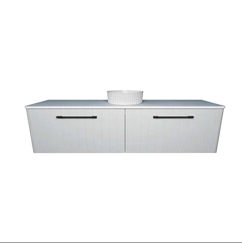 Vanities Timberline Saba Wall Hung Vanity with Silksurface Top & White Gloss Above Counter Basin Size: L 1800mm Centre Bowl Place & Palette