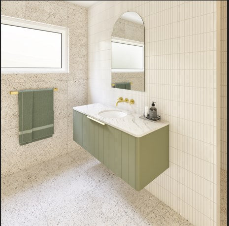 Vanities Timberline Saba Wall Hung Vanity with Silksurface Top & White Gloss Under Counter Basin Size: L 750mm Centre Bowl Place & Palette