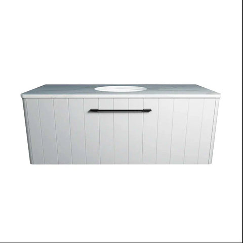 Vanities Timberline Saba Wall Hung Vanity with Silksurface Top & White Gloss Under Counter Basin Size: L 1200mm Centre Bowl Place & Palette