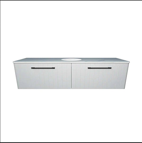 Vanities Timberline Saba Wall Hung Vanity with Silksurface Top & White Gloss Under Counter Basin Size: L 1800mm Centre Bowl Place & Palette