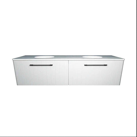 Vanities Timberline Saba Wall Hung Vanity with Silksurface Top & White Gloss Under Counter Basin Size: L 1800mm Double Bowl Place & Palette