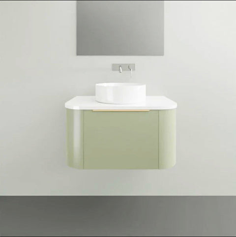 Vanities Timberline Santos Wall Hung Vanity with Silksurface Top & White Gloss Above Counter Basin Size: L 750mm Centre Bowl Place & Palette