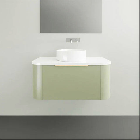 Vanities Timberline Santos Wall Hung Vanity with Silksurface Top & White Gloss Above Counter Basin Size: L 900mm Centre Bowl Place & Palette