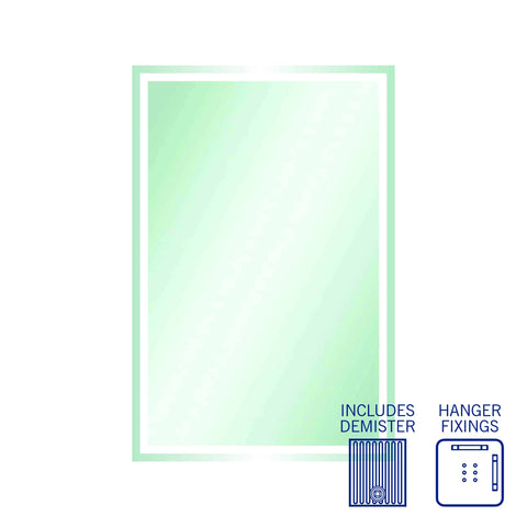 Mirrors Thermogroup Sierra Rectangle Mirror with Sandblasted Border Style: Hangers and Demister Size: 1200x800x14mm Place & Palette