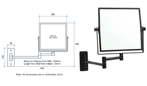 Mirrors Thermogroup Square Wall-Mounted Magnifying Mirror (No Light) Colour: Chrome Size: 3x Magnification Place & Palette