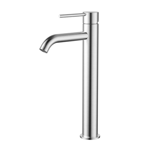 Tapware Modern National Star Mini Basin Mixer - High Rise Style: High Rise, Curved Spout Colour: Electroplated Brushed Chrome Place & Palette