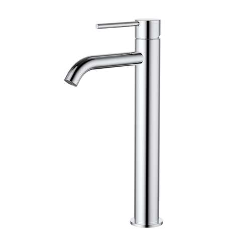 Tapware Modern National Star Mini Basin Mixer - High Rise Style: High Rise, Curved Spout Colour: Electroplated Chrome Place & Palette