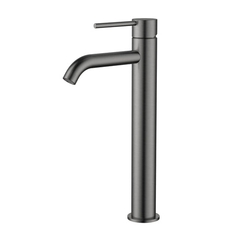 Tapware Modern National Star Mini Basin Mixer - High Rise Style: High Rise, Curved Spout Colour: Electroplated Gunmetal Place & Palette