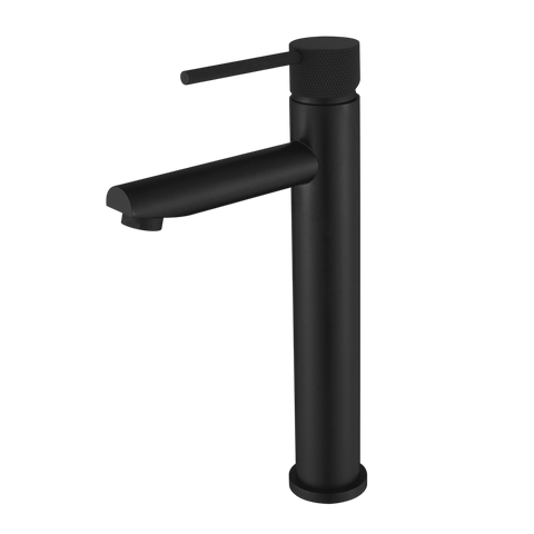 Tapware Modern National Star Mini Basin Mixer - High Rise Style: High Rise, Knurled Handle Colour: Electroplated Matt Black Place & Palette