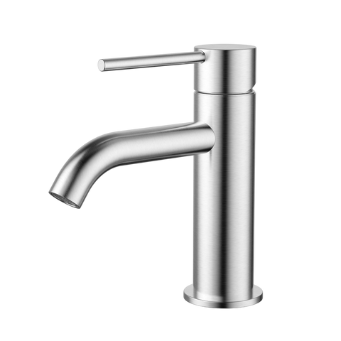 Tapware Modern National Star Mini Basin Mixer Style: Curved Spout Colour: Electroplated Brushed Chrome Place & Palette