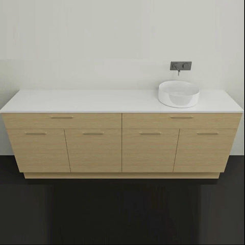 Vanities Timberline Taylor Floor Standing Vanity with Silksurface Top & White Gloss Above Counter Basin Size: L 2100mm Right-hand Offset Bowl Place & Palette