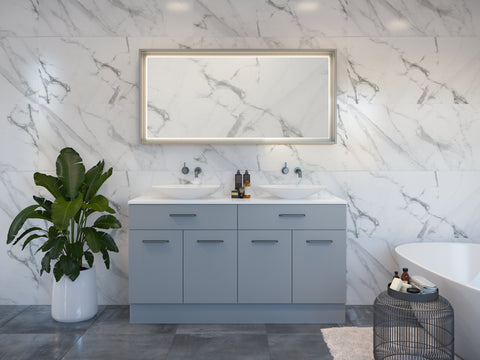 Vanities Timberline Taylor Floor Standing Vanity with Silksurface Top & White Gloss Above Counter Basin Size: L 750mm Centre Bowl Place & Palette