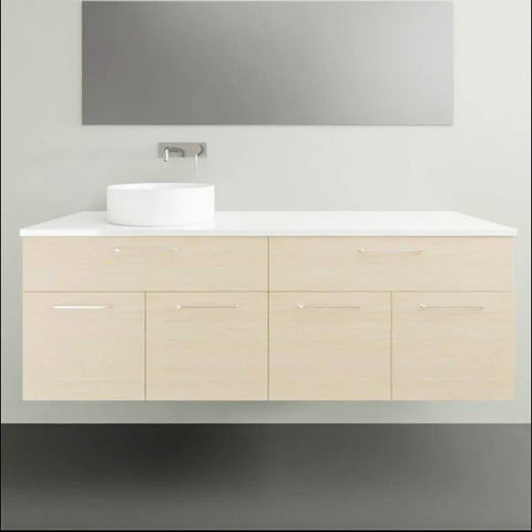Vanities Timberline Taylor Wall Hung Vanity with Silksurface Top & White Gloss Above Counter Basin Size: L 1500mm Left-hand Offset Bowl Place & Palette