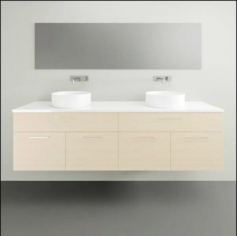 Vanities Timberline Taylor Wall Hung Vanity with Silksurface Top & White Gloss Above Counter Basin Size: L 1800mm Double Bowl Place & Palette