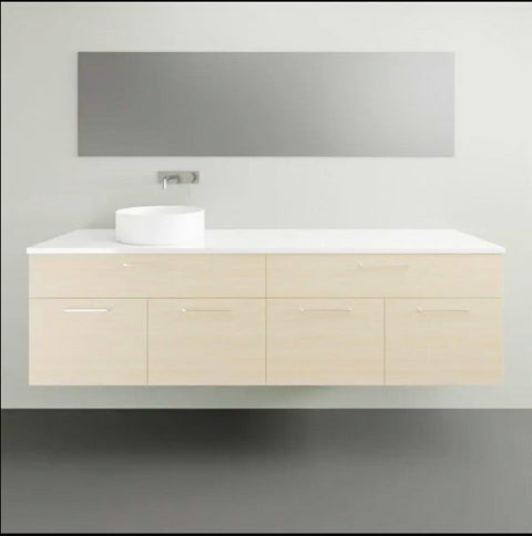 Vanities Timberline Taylor Wall Hung Vanity with Silksurface Top & White Gloss Above Counter Basin Size: L 1800mm Left-hand Offset Place & Palette