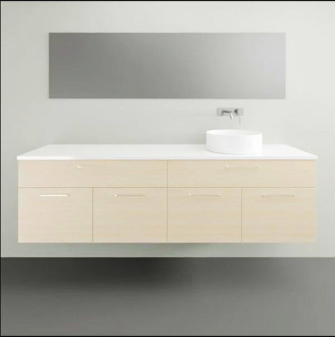 Vanities Timberline Taylor Wall Hung Vanity with Silksurface Top & White Gloss Above Counter Basin Size: L 1800mm Right-hand Offset Bowl Place & Palette