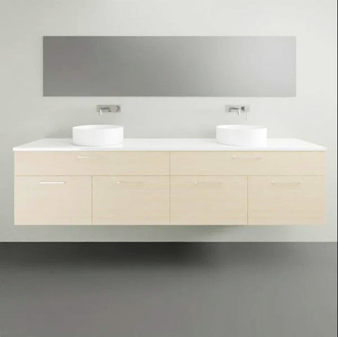 Vanities Timberline Taylor Wall Hung Vanity with Silksurface Top & White Gloss Above Counter Basin Size: L 2100mm Double Bowl Place & Palette
