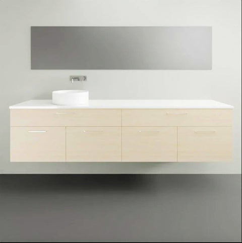 Vanities Timberline Taylor Wall Hung Vanity with Silksurface Top & White Gloss Above Counter Basin Size: L 2100mm Left-hand Offset Bowl Place & Palette
