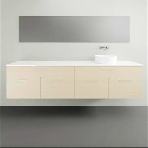Vanities Timberline Taylor Wall Hung Vanity with Silksurface Top & White Gloss Above Counter Basin Size: L 2100mm Right-hand Offset Bowl Place & Palette