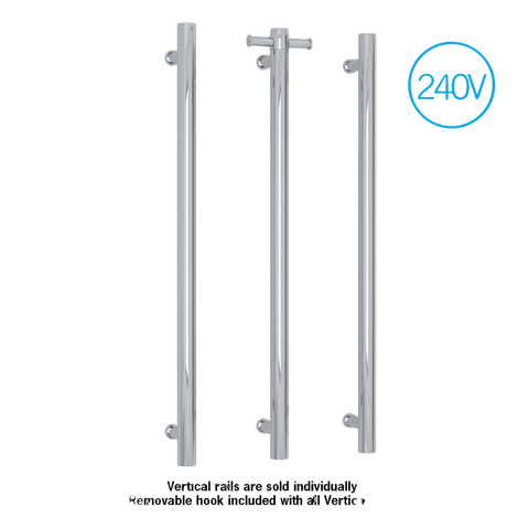 Accessories Thermogroup Thermorail 240Volt Vertical Bar With Optional Hook Colour: Polished Stainless Steel 20W Place & Palette