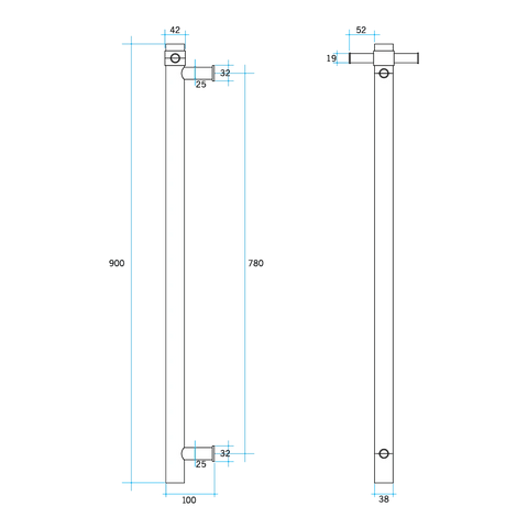 Accessories Thermogroup Thermorail 240Volt Vertical Bar With Optional Hook Colour: Polished Stainless Steel 20W Place & Palette