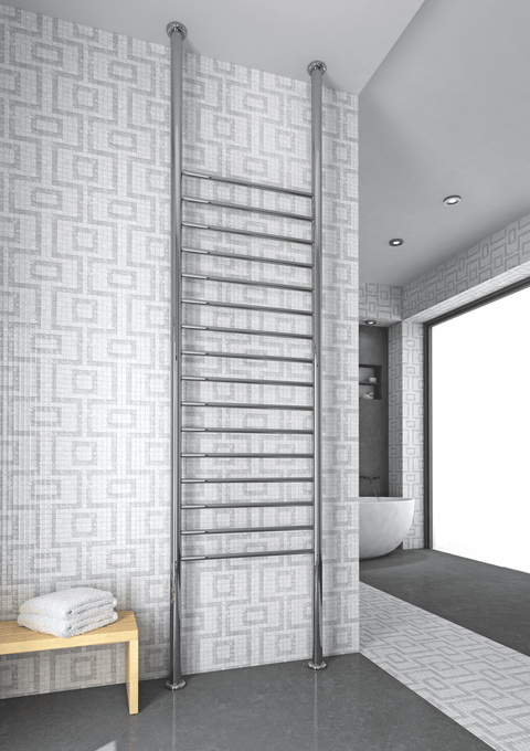 Accessories Thermogroup Straight Round Floor to Ceiling Polished Heated Towel Rail Place & Palette