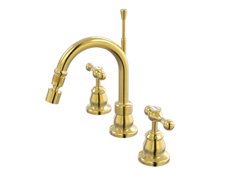 Tapware ParTaps Tudor Lever Bidet Set Fixed - Ceramic Disc Colour: Brushed Gold Place & Palette