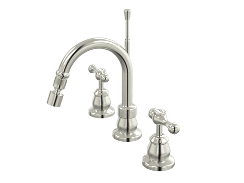 Tapware ParTaps Tudor Lever Bidet Set Fixed - Ceramic Disc Colour: Brushed Nickel Place & Palette