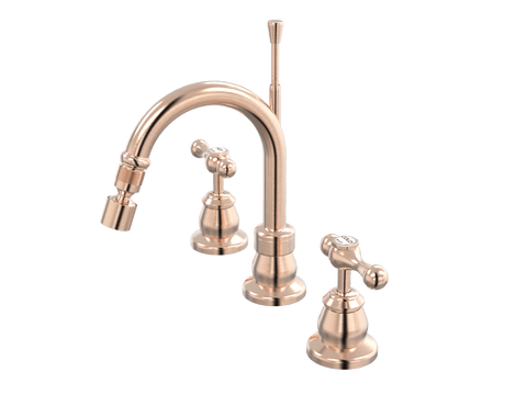 Tapware ParTaps Tudor Lever Bidet Set Fixed - Ceramic Disc Colour: Brushed Rose Gold Place & Palette
