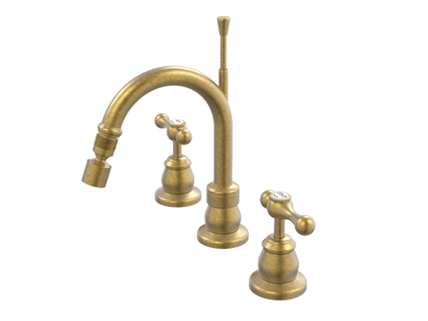 Tapware ParTaps Tudor Lever Bidet Set Fixed - Ceramic Disc Colour: Rumbled Brass Place & Palette