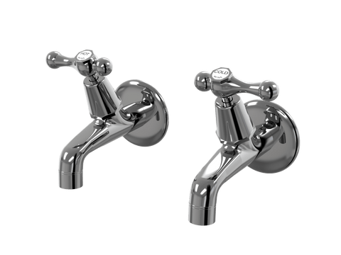 Tapware ParTaps Tudor Lever Female Bibs Wall Pair - Ceramic Disc Colour: Black Sapphire Place & Palette