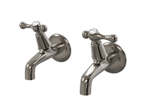 Tapware ParTaps Tudor Lever Female Bibs Wall Pair - Ceramic Disc Colour: Brushed Gunmetal Place & Palette