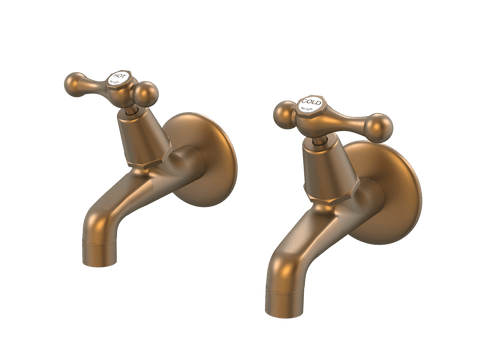 Tapware ParTaps Tudor Lever Female Bibs Wall Pair - Ceramic Disc Colour: Burnished Place & Palette