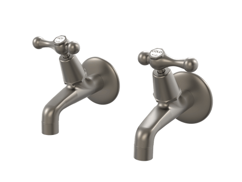 Tapware ParTaps Tudor Lever Female Bibs Wall Pair - Ceramic Disc Colour: Gunmetal Place & Palette